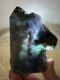 Image 25 of Blue, Green, Purple Fluorite With Pyrite Inclusions Polished Tower #2829