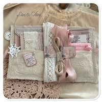 Image 2 of handmade tattered quilted vintage style slow stitch sewing kit