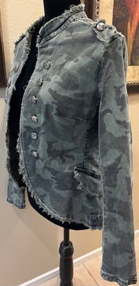 Image 4 of Vintage Green Camo Print Jean Jacket Led Zeppelin