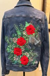 Hand Painted Vintage Blue Denim Jacket Horse w/Roses