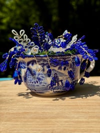 Image 2 of Antique Blue Beaded Plant