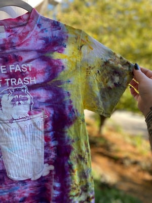 Image of SMALL Live Fast Eat Trash Tie Dye Shirt 1