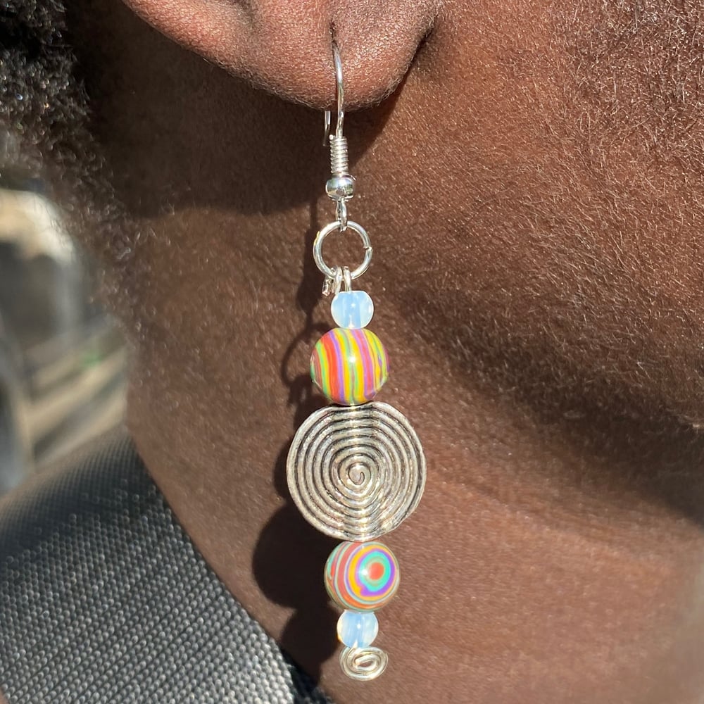 Image of psychedelic swirl earrings 
