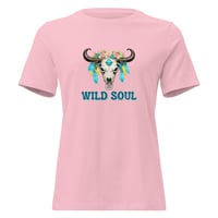 Image 4 of Women's Relaxed T-Shirt, Wild Soul Longhorn Skull tee