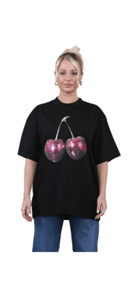 Image 1 of Oversized T - Shirt In Disco Cherry Print