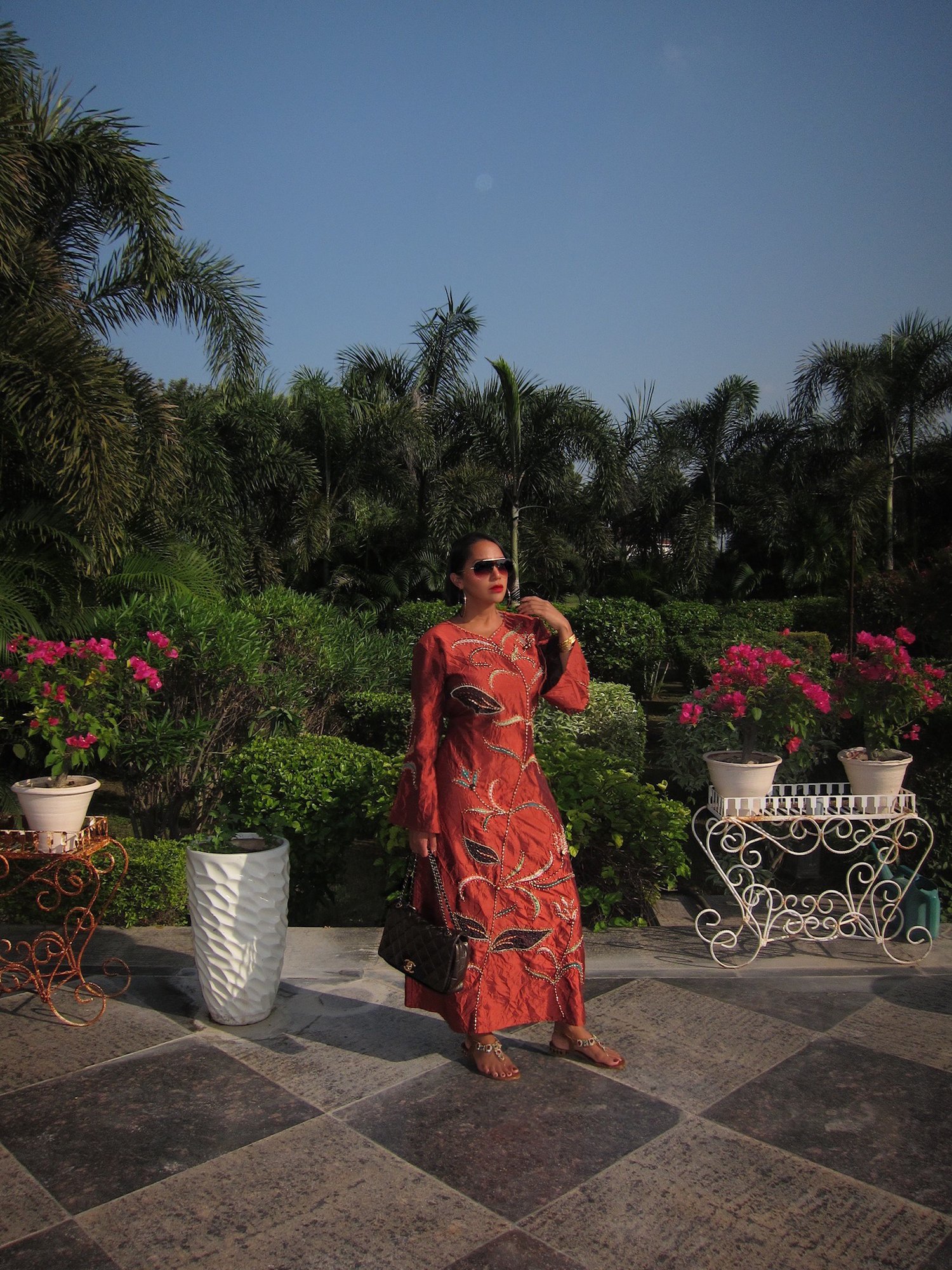 Image of SILKY FLORAL BEADED TUNIC (M/L)