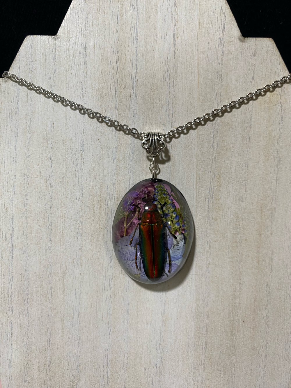 Jeweled beetle pendant 