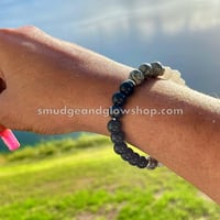 Image 2 of Selenite, Black Obsidian & Grey Jasper Bracelet 