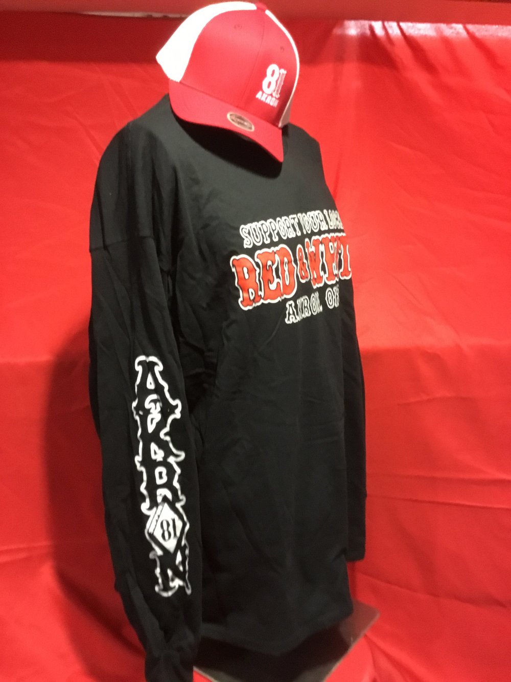 Support Your Local Red & Black Long Sleeve Tee