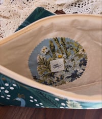 Image 3 of Floral embroidered bag - Pinks and peacock