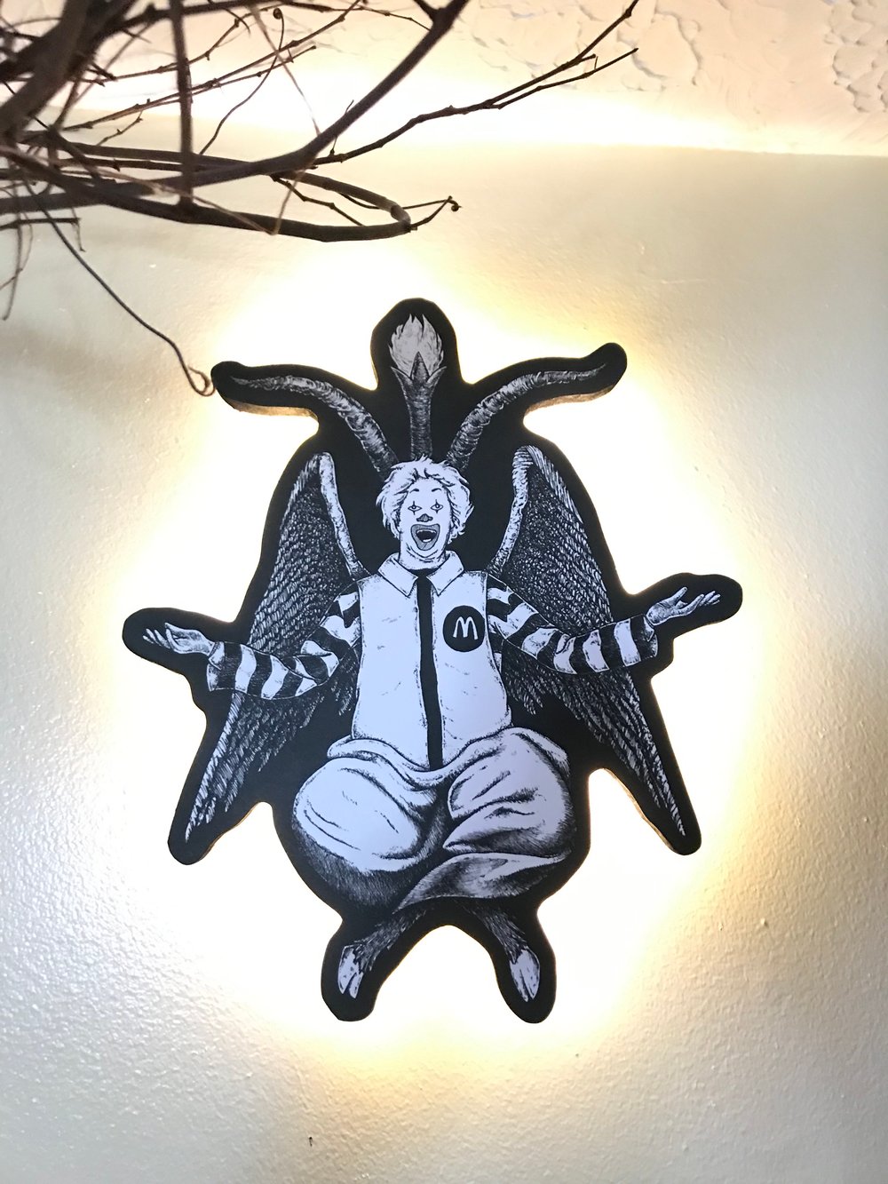 Ronald McBaphomet Woodcut