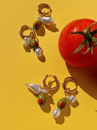 Image 7 of OLIVE PEARL HOOP EARRINGS