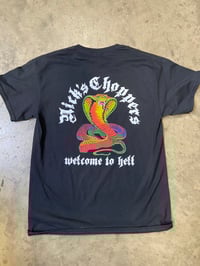 Image 1 of NICK'S CHOPPERS Rainbow Cobra BLACK Tee
