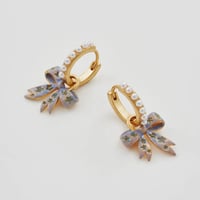 Image 2 of Fable Pearl Bow Huggie Earrings