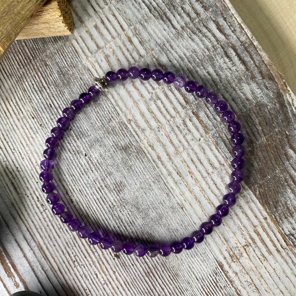 Image of “Spiritual Harmony” Amethyst 4mm Bracelet 