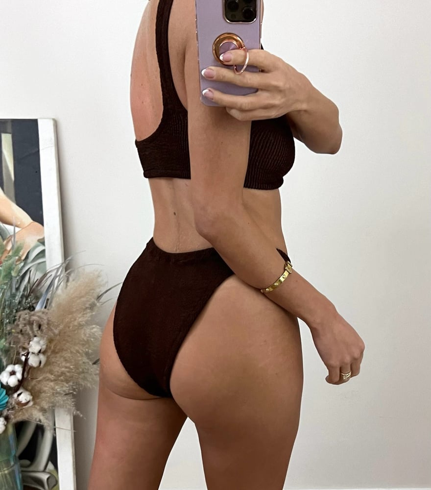 Image of Wooden Rings Bikini In Chocolate Brown 