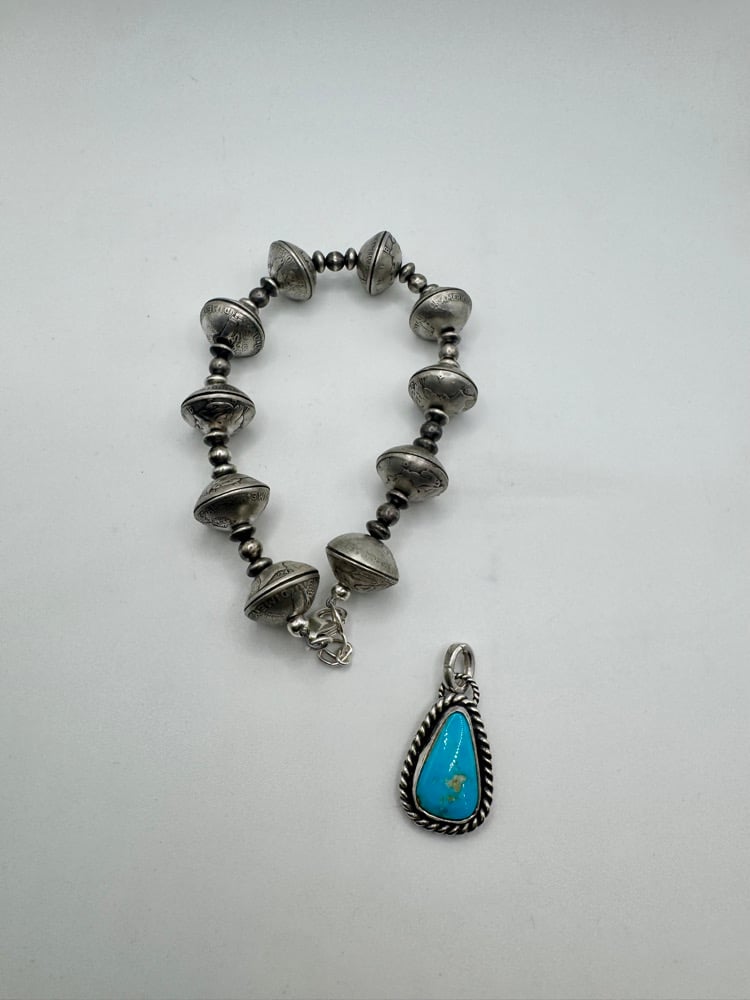 Image of Mercury Dime Bracelet with Charm & Sterling bead accents - PRE ORDER 🩵