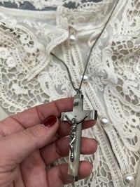 Image 3 of Jolie croix, pendentif du 19ème siècle, en nacre et argent massif poinçonné. 1883!