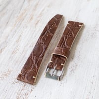Image 2 of 20mm Two Stitch Crocodile Strap In Brown 