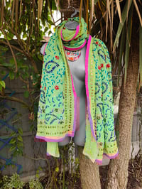 Image 1 of Thassos scarf - darker yellow / Hot pink trim 