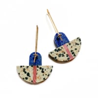 Image 2 of Lapis, Dalmation Stone & Pink Opal Earrings