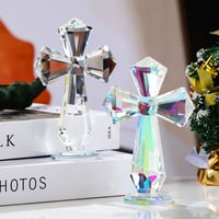Image 1 of Funny AB Color Crystal Cross Ornament Standing Exquisite Christian Cross Crafts Handmade Crosses Fig