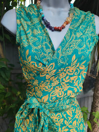 Image 2 of Pasha Co ord set top and frill wrap skirt - green