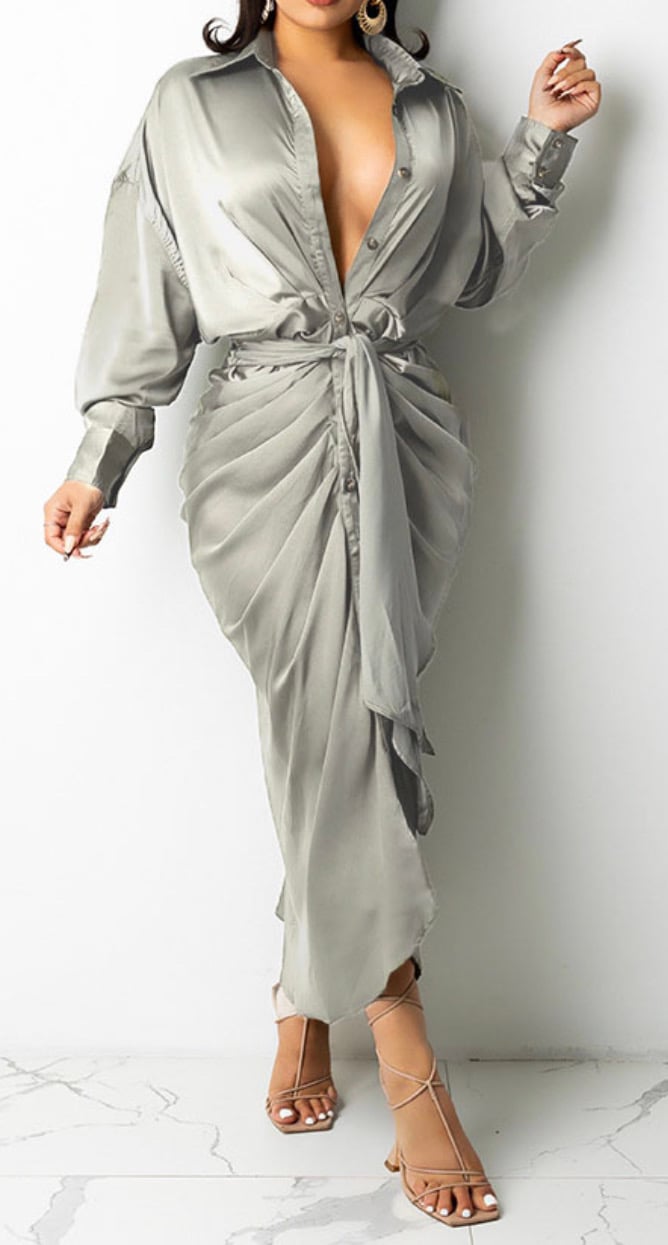 silk button up dress