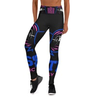 Image 4 of BOSSFITTED Black Neon Pink and Blue Yoga Leggings