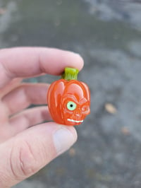 Image 4 of Green eye small Skull Pumpkin Pendant