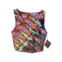 Image 1 of S Crop Fitted V Tank in Bold Tones Ice Dye