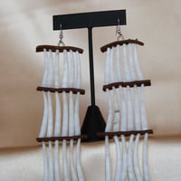 Image 4 of 5 Tier Purple Dentalium Earrings with Abalone