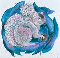 White Squirrel & Magnolia Leaves