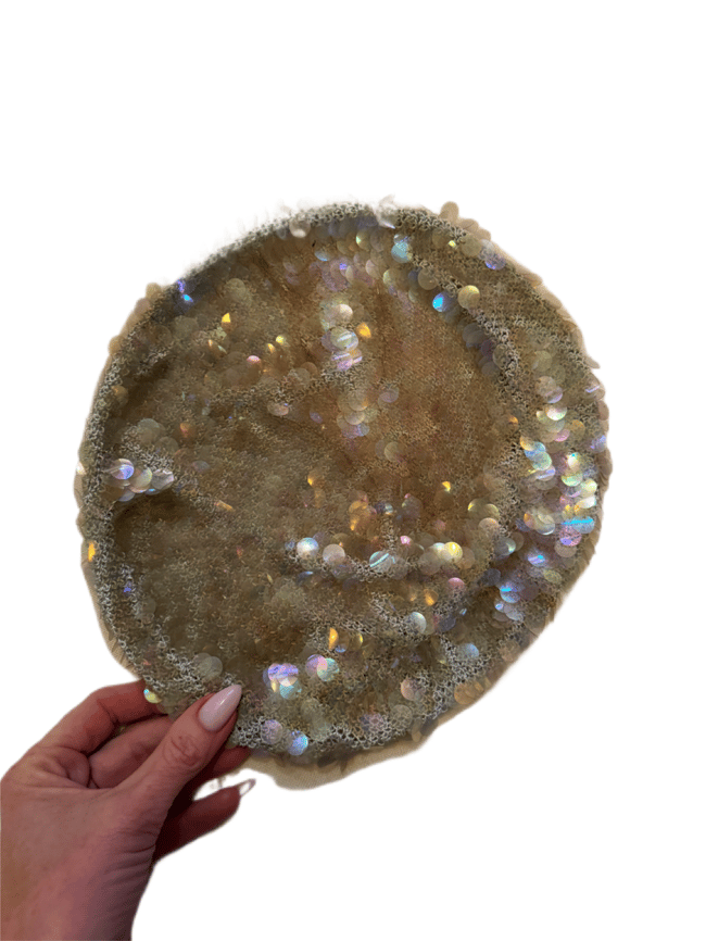 late 60s italian fine crochet slouch beret with paillettes