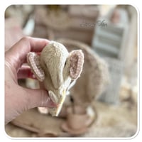 Image 10 of Handmade coffee beige flat elephant with "button wheels"
