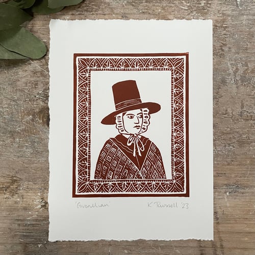 Image of ‘Gwenllian’ Linoprint 