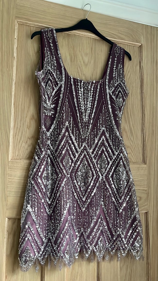 Art Deco luxurious beaded mauve dress