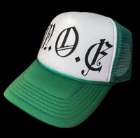 Image 1 of Money over everything trucker hat