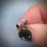 Image 5 of Handmade sterling silver six sided gem faceted stud earrings. Minimal faceted studs 925
