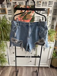 Image 1 of  SHEIN  curvy girl distressed, short