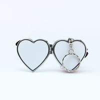 Image 2 of Small Foldable Cosmetic Mirror With Keychain Heat Transfer Print Sublimation Blank Key Chain Mini Me