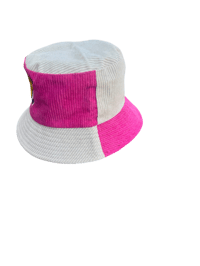 Image 2 of Pink and white curdaroy bucket hat 