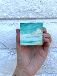 Image 3 of “mint sea” oil on gesso board 2.5 x 2.5 inches 