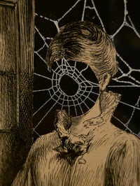 Image 4 of Victorian 1800s page - The faceless Lady in the window - Real preserved spide web