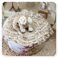 Image 1 of Handmade beige flat elephant with "button wheels"