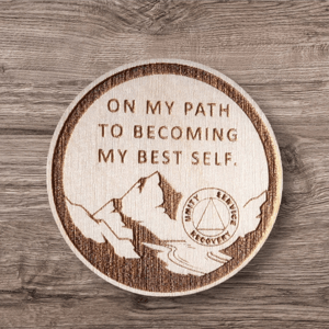 Image of Personalized Wooden Sobriety Coin: AA / NA Anniversary Gift