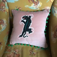 Image 6 of Baby pink velvet cushion cover with puma patch