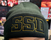 Black SSD Gold Outline Logo Knit Hat with Cuff