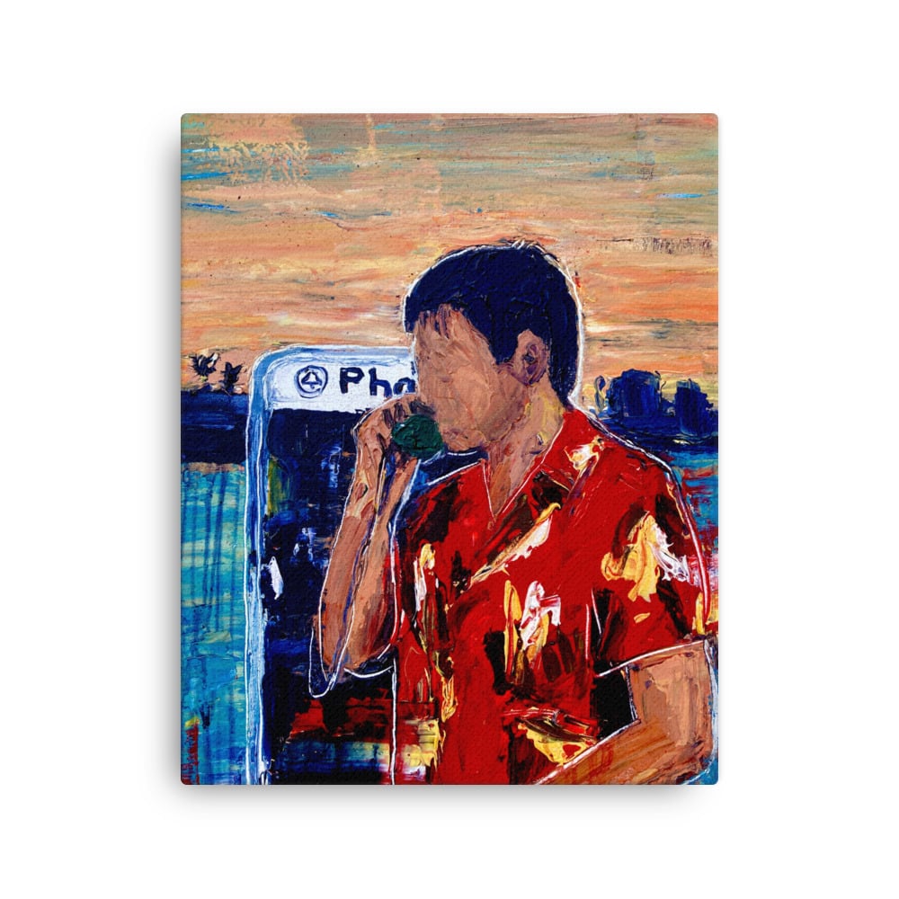 Image of Tony on the phone (canvas print)