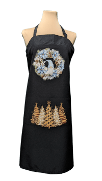 Image 1 of Wreath Gnome Christmas Apron (black)